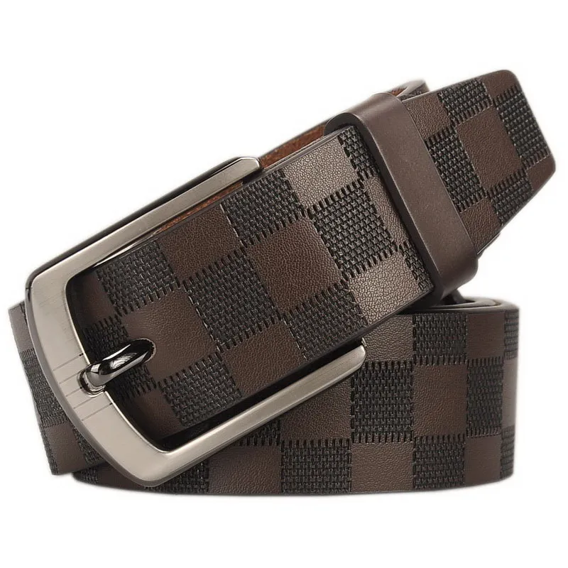 Luxury Belts Men Fashion High Quality Plaid Designer Leather Belts 210310