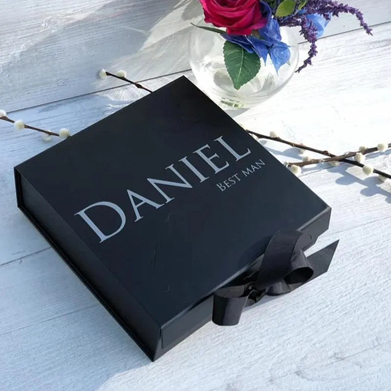 Gift Wrap Custom Wedding Noble Box,Groom Party Gift,Bridal Gift,Personalised Man Gift,Name And Role,Real Foil Calligraphy