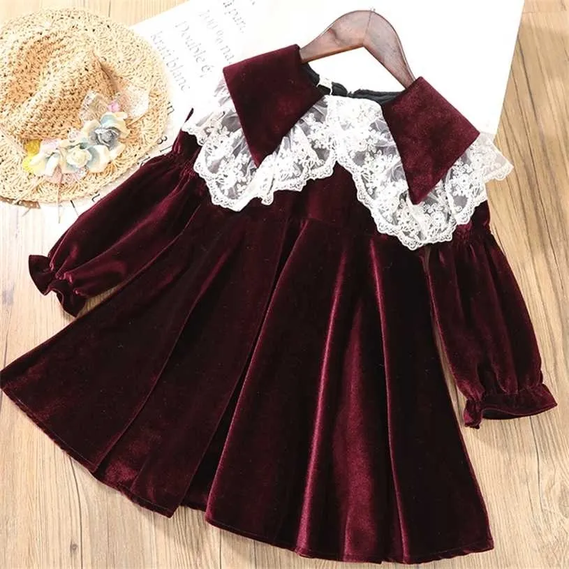Gooporson Fashion Kids Clothes Fall Dresses for Girls Velvet Long Sleeve Princess Dress Vestidos Autumn Children Costume 211231