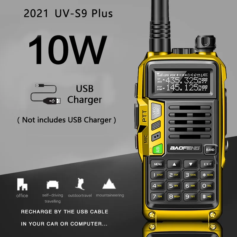 2021 Baofeng UV-S9 PLUS Мощное Walkie Talkie CB Приемопередатчик 8 Вт / 10 Вт 10 км Долговой ассортимент UV-5R Портативный Радио Оута Город