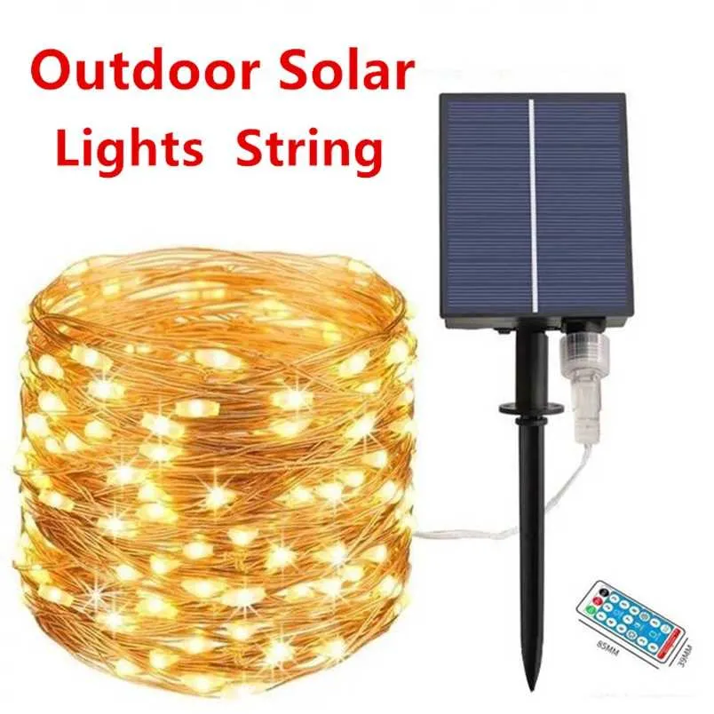 200 / 100LED 20 / 10M String Light Solar Power LED Light Łańcuch Dekoracji Wodoodporna Lampa Ogrodowa String Garden Decoration 8 Tryby 211104