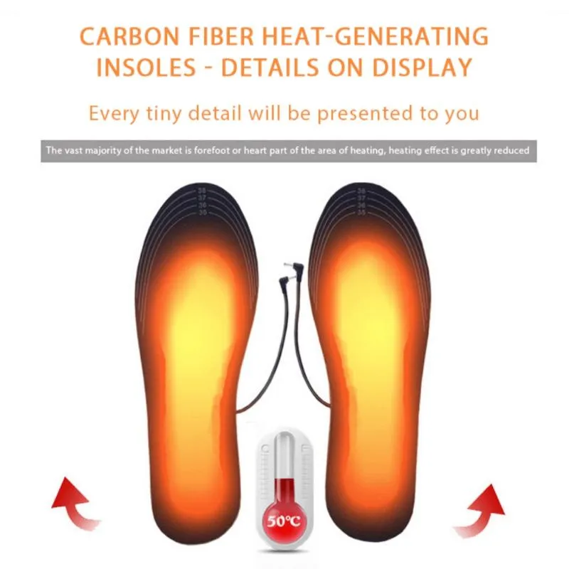 스포츠 양말 야외 난방 삽입 USB 가열 신발 안창 전기 발 워서 온난화 패드 겨울 유니렉스 발 워머 양말 매트