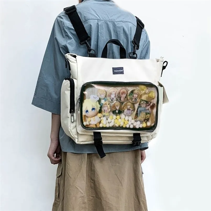 ITA Bag Bag Plecak Przezroczysta kieszeń dla kobiet Dziewczęta Duża pojemność przezroczyste ramię ITABAG Clear Display Street H203 220217