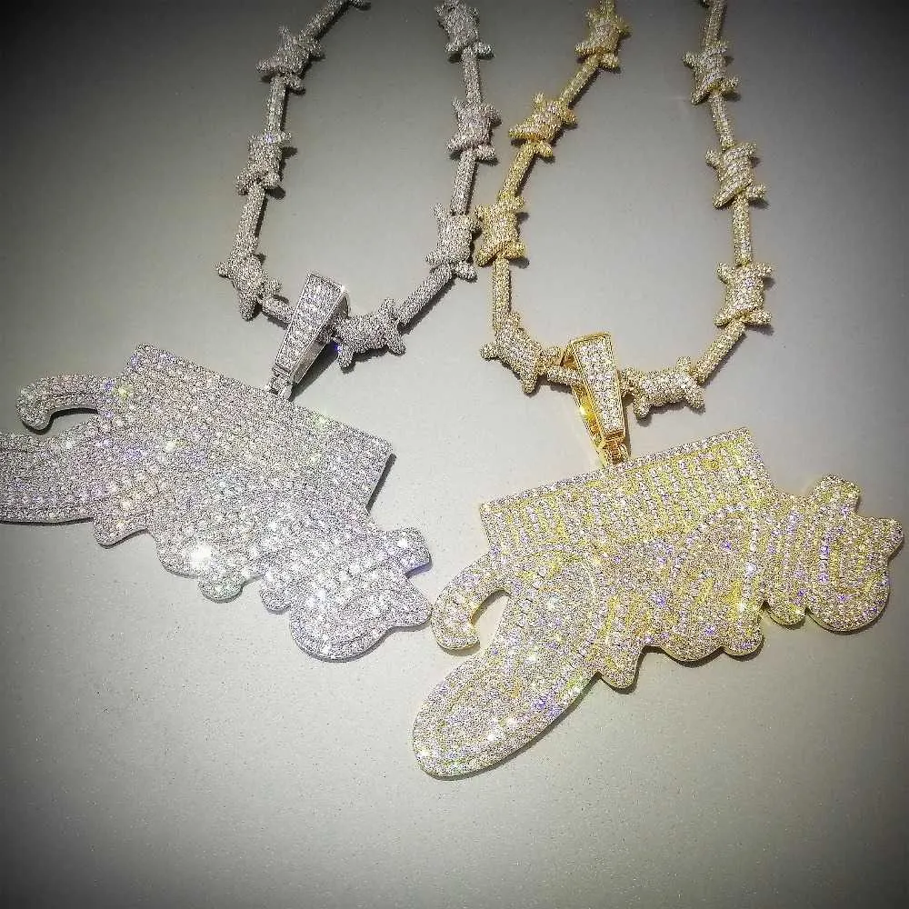 Colar com pingente Bling Iced Out Letters DREAM RICH 2 cores luxo AAA zircão Rapper Hip Hop joias