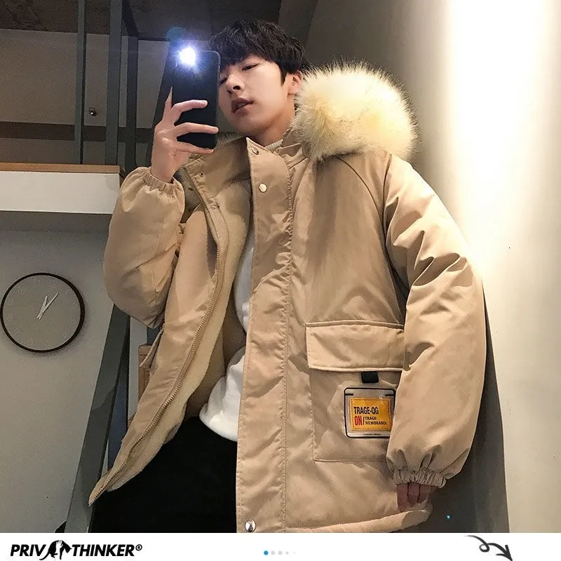 Privathinker Hombres coreanos Invierno Cálido Parka Chaquetas Espesar Hombres Casual Abrigos de gran tamaño 5XL Talla grande Hombre Parkas Ropa 210222