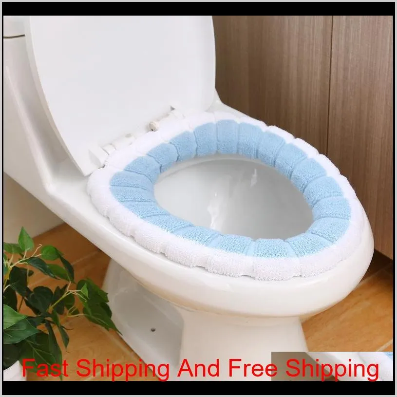 comfortable velvet coral bathroom toilet seat cover winter toilet cover household closestool mat seat case lid cover