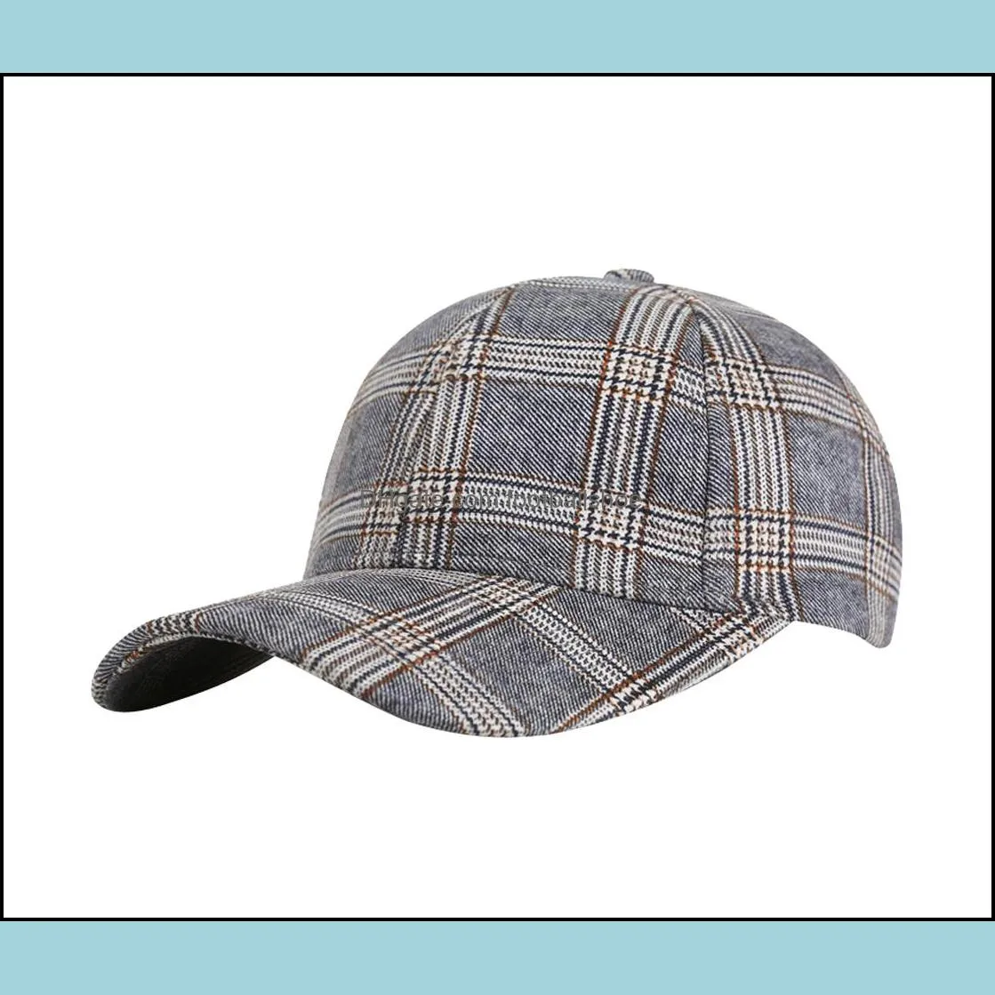 Women`s 6 Panels Plaid Print Baseball Caps Adjustable Sun Hat Sunbonnet Y0910