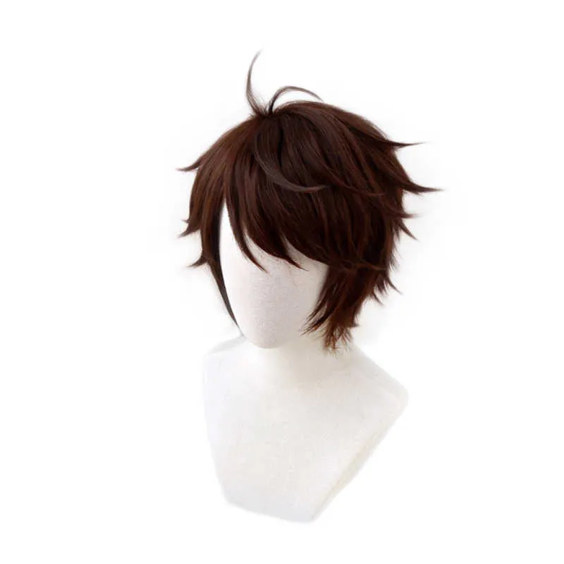 Haikyu!! Aoba Johsai Toru Oikawa Tooru Marrone Scuro Parrucca Corta Costume Cosplay Resistente Al Calore Capelli Sintetici Haikiyu Uomini Parrucche Y0913