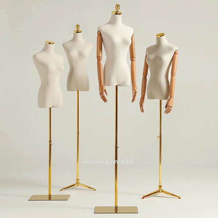 High End Luxury Half Body Mannequin 1 With Wooden Arms And Stand For Women Fashionable Boutique