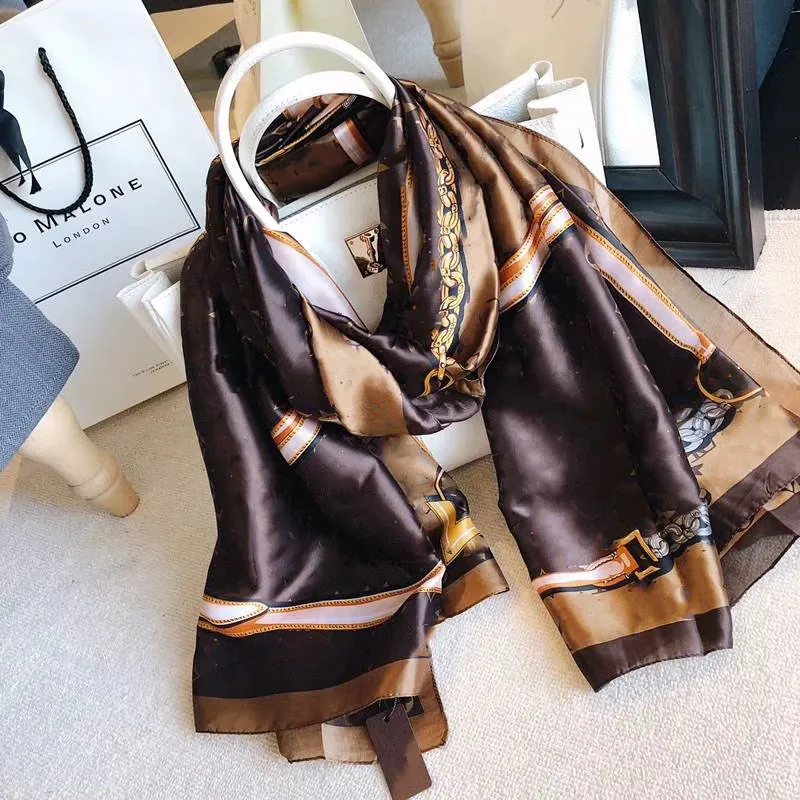 hot 2020 summer Silk Scarf Women Plaid Natural Silk Pashmina Shawls and Wraps Long Bandana Echarpe Foulard Femme