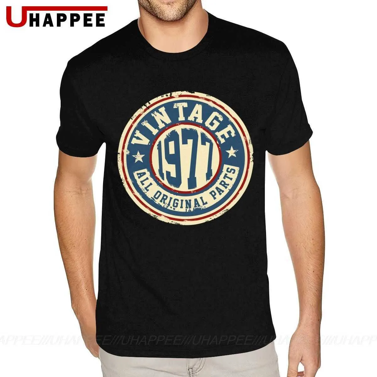 Custom Made 40th Birthday Gift Vintage 1977 All Original Parts T Shirt Mens Print Short Sleeved Round Neck T-Shirts 210629