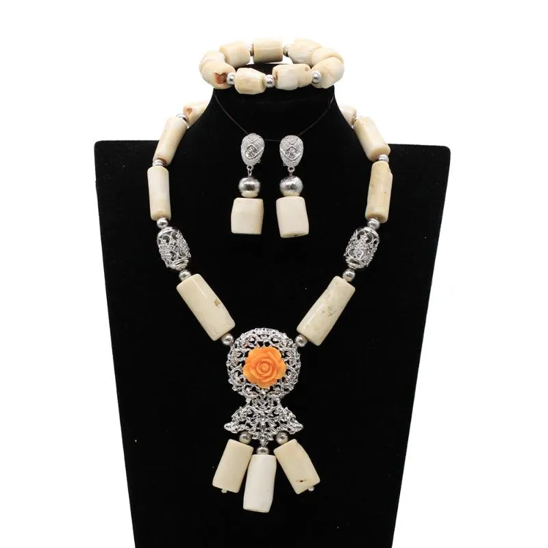 Luxury Nigerian Wedding Jewelry Set In Coral Bead Necklace Set In JW1279 |  LaceDesign