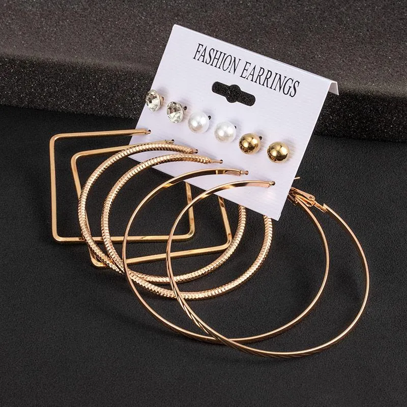 Hoop & Huggie 2022 Metal Earrings For Women Fashion Gold Color Geometry Brincos Round Circle Earring Party Jewelry Gift