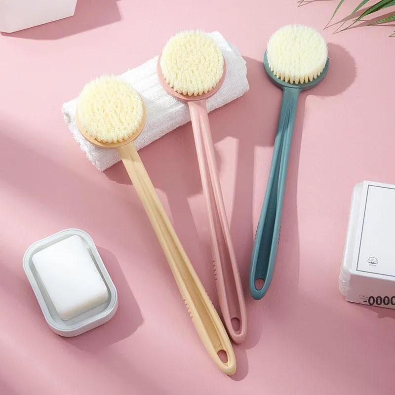 Plastic Oval Bath Brushes And Sponges Long Handle Soft Bristle Body