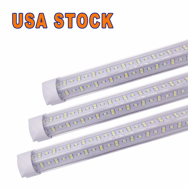 8Ft T8 V Shape Leds Cooler Tube Lights 2835 Tubi LED integrati ad alta luminosità Doppi lati Illuminazione fluorescente Negozio cablato per officina Luce diurna per negozi