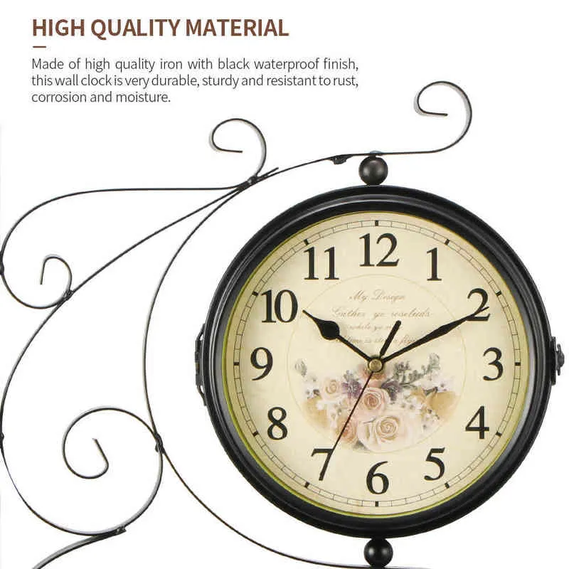 Orologio Da Parete Vintage A Forma Di Gallo - Doppia Faccia, Metallo, Stile Rustico Per Esterno O Interno - Foto 9