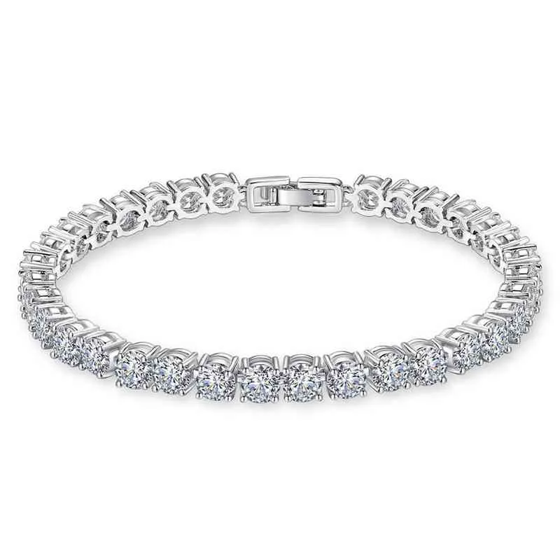 Bracciale in argento sterling 925 di lusso da 5 mm con zirconi cubici per gioielli da donna