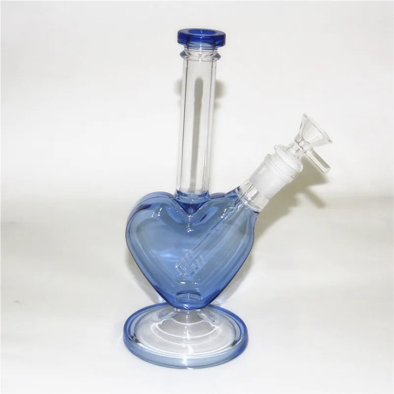 New 9" heart shape glass bong beaker bongs Smoking hookah water pipe oil rigs bubbler with 14mm bowl quartz banger