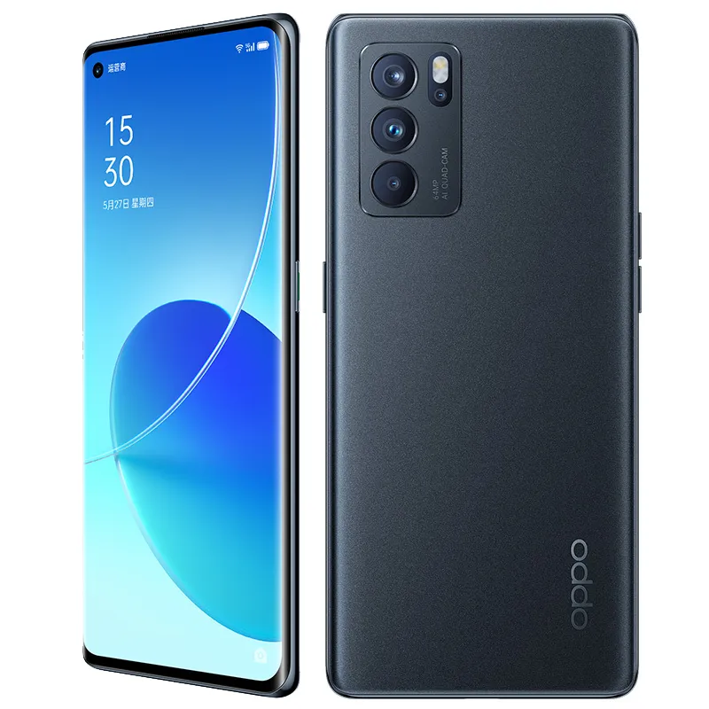 Téléphone portable d'origine Oppo Reno 6 Pro 5G 8 Go de RAM 128 Go de ROM MTK Dimensity 1200 64.0MP Android 6.55 pouces AMOLED Plein écran ID d'empreintes digitales Visage 4500mAh Téléphone portable intelligent