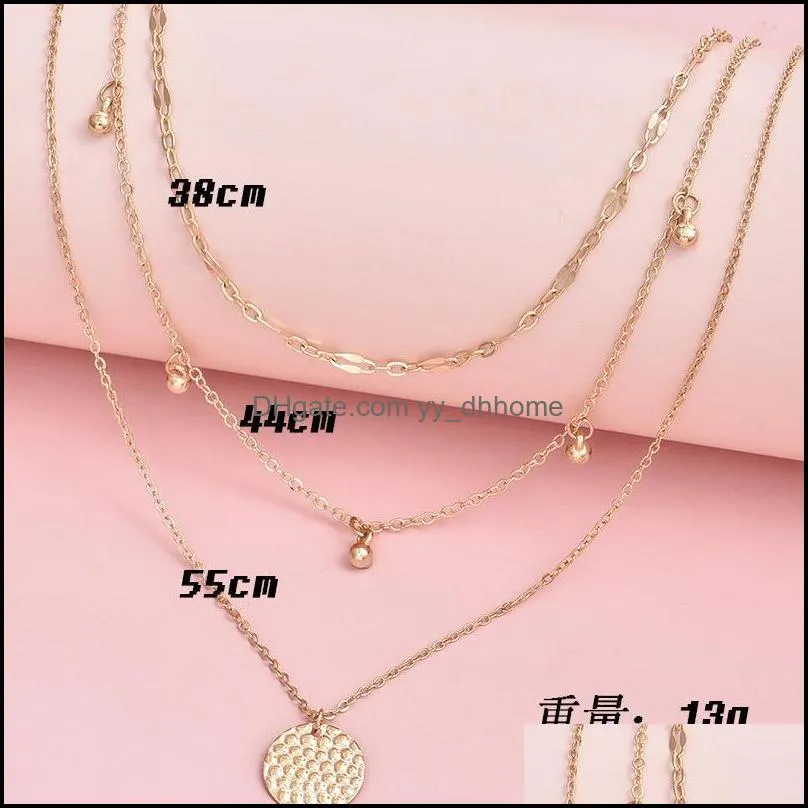 Pendant Necklaces Gold Color Choker Necklace For Women 3 Layers Beads Sequin Chain & Pendants Velvet Chokers Fashion Jewelry