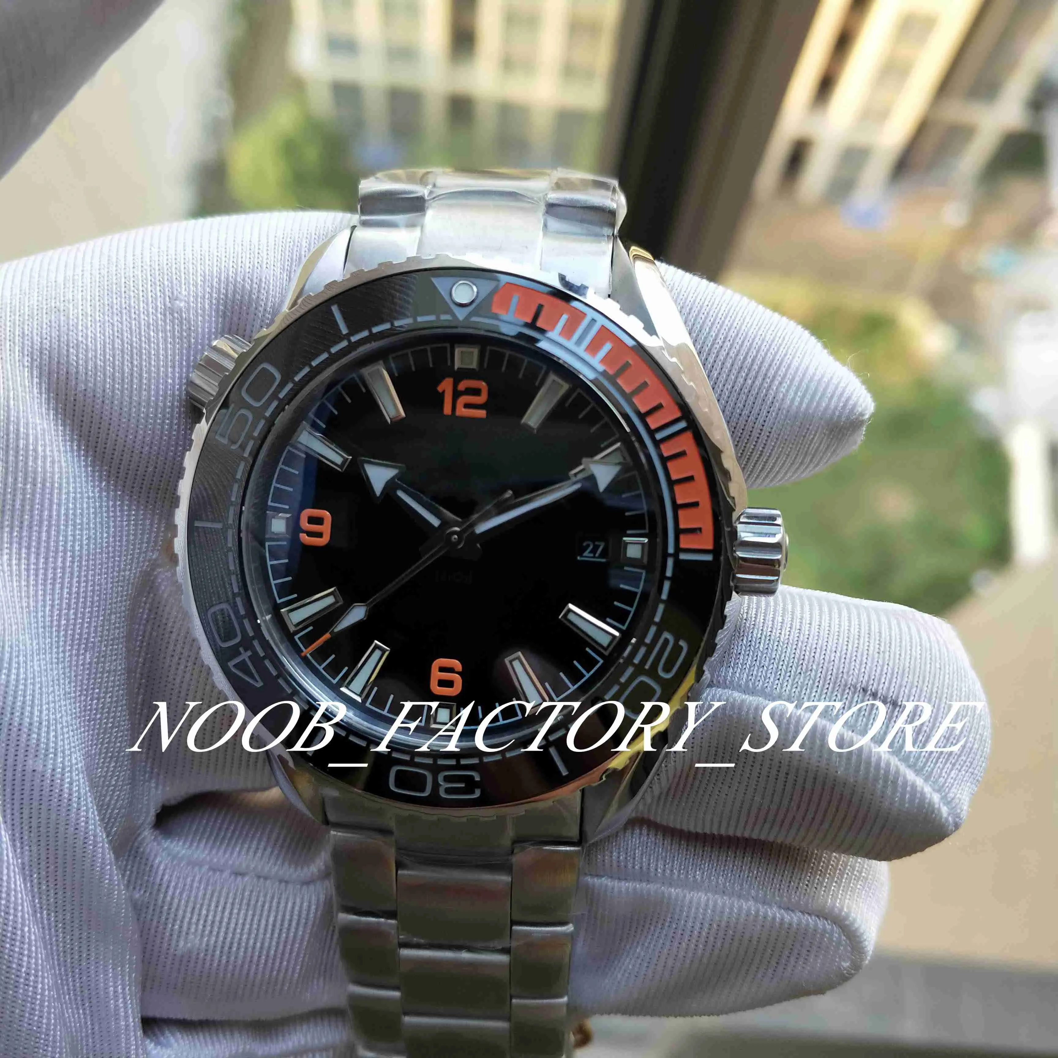 Men Watch 43 5MM Counterclockwise Rotating Orange Ceramic Bezel Cal 8900 Automatic Movement Stainless Steel Dive Wristwatches Divi3296