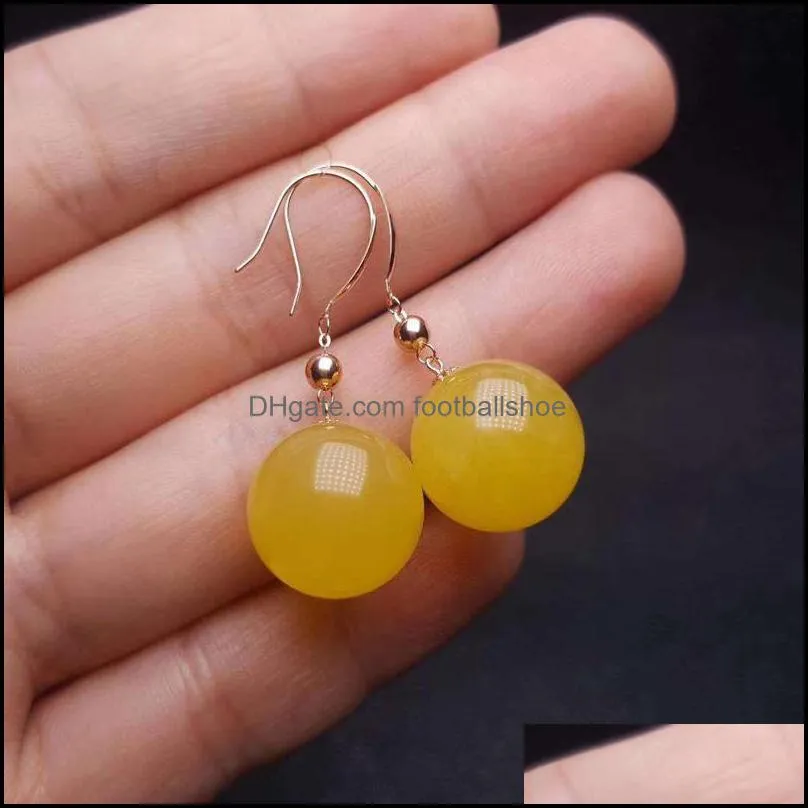 Beeswax Earrings Round Beads Chicken Butter Yellow Honey Natural Jewelry Amber Ladies Charms