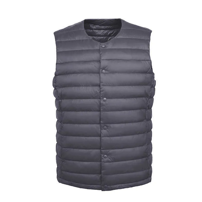 Bang Men Down Vest Ultra Light Down Vest Portable V-Neck Ärmlös Coat Man Vinter utan krage Varm Liner 211015