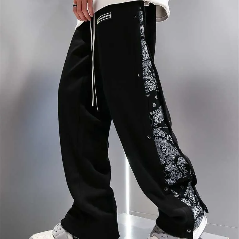 Mannen broek effen baggy losse elastische broek joggingbroek casual broek broek groot recht grijs zwart 211201