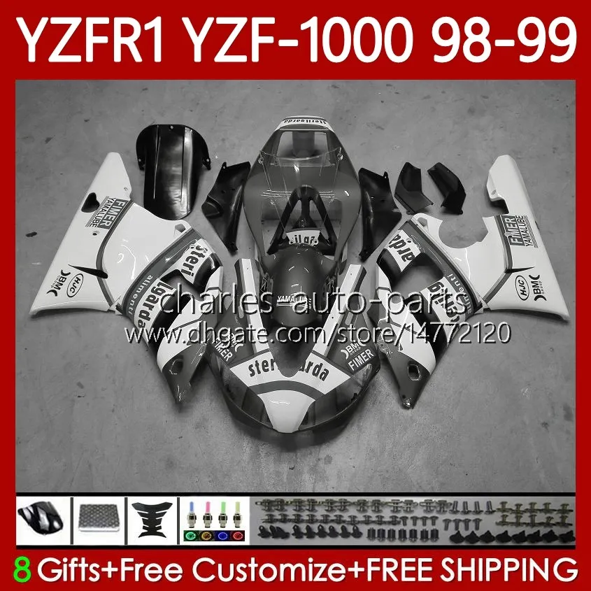 Yamaha YZF-1000 YZF-R1 YZF 1000 CC R 1 1998 1999 2000 2001 Bodywork 82NO.132 YZF 화이트 그레이 R1 1000CC 98-01 YZF1000 YZFR1 98 99 00 01 오토바이 페어링