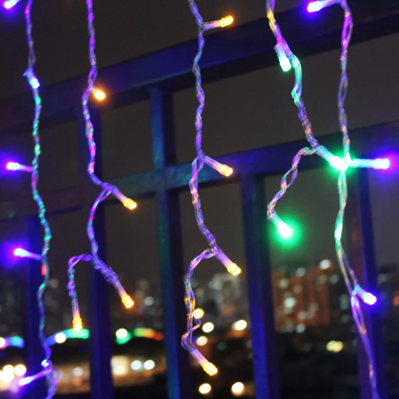 5M 크리스마스 화환 LED 커튼 아이스 찌꺼기 문자열 조명 Droup 0.4-0.6m AC 220V 가든 스트리트 야외 장식 휴일 빛 2pcs