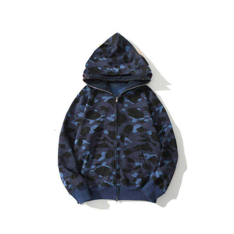 Hoodie Shark Jaw Camo Full Rits Badhaai Camouflage APE Sweats Coat Black Blue Jacket 3XL