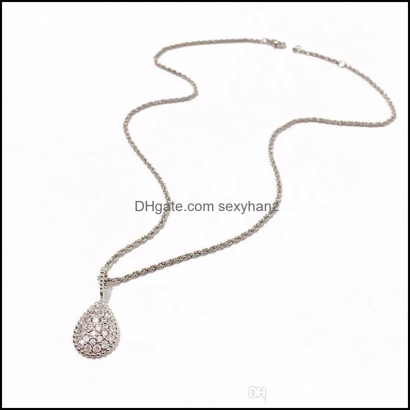 Fashion copper gold-plated jewelry Porsche * style water drop shape full diamond bead necklace three colors