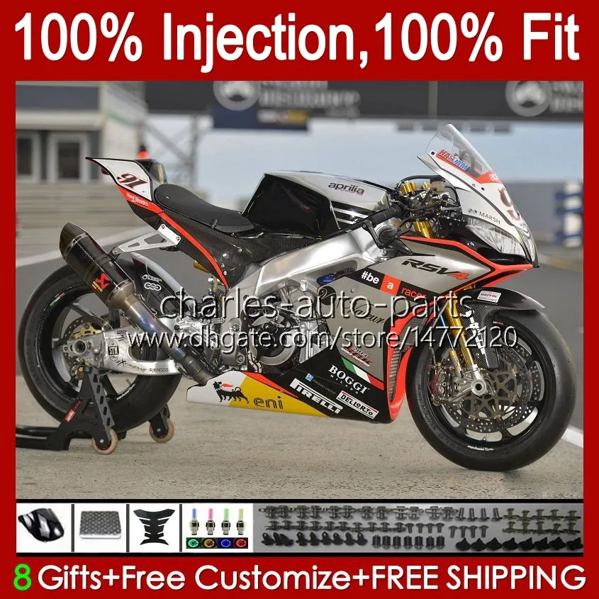 Injection Body For Aprilia RSV4 RSV-1000 RSV 1000 R RSV1000R 39No.11 RSV1000 R RR 09 10 11 12 13 14 15 RSV1000RR 2009 2010 2011 2012 2013 2014 2015 Fairing silvery black blk