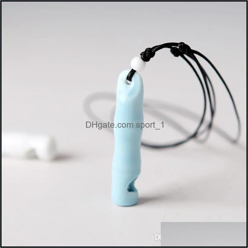 Fashion Design Womens Beautiful White/Blue/Green china Porcelain Whistle Pendant Simple Gift Necklace 6Pcs Wholesale