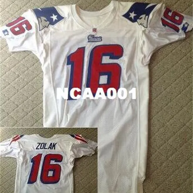 001 Scott Zolak # 16 Team uitgegeven 1990 White College Jersey Size S-XXXL of Custom Any Name of Number Jersey