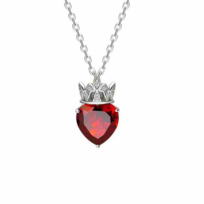 Anhänger Halsketten Megin D Romantische Exquisite Einfache Rote Zirkon Krone Kupfer Für Männer Frauen Paar Freund Mode Design Geschenk Schmuck