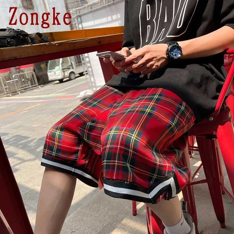 Zongke DrawString Plaietメンズショーツ夏の綿のカジュアルロングショーツ男性服m-5xl 2021新しい到着X0705