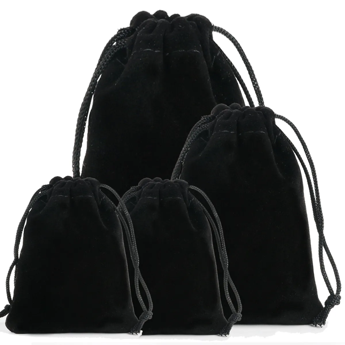 Black Velvet Drawstring Gift Bags 5x7, 9x12, 7x9, 13x18, 10x16, 15x20