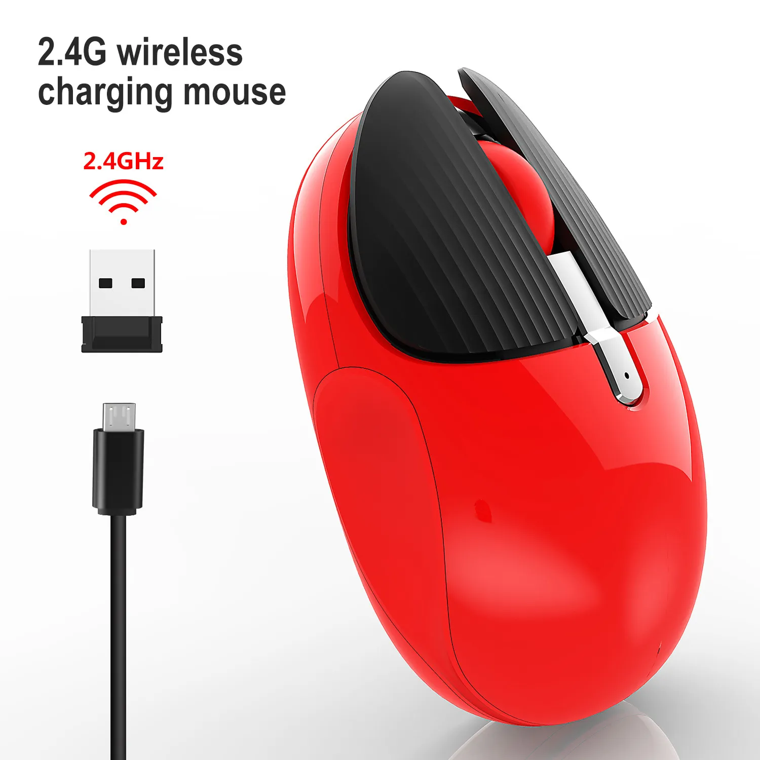 Inphic Souris sans fil ultra-mince 2.4G pour ordinateur portable, charge  muette, souris Bluetooth, souris d'ordinateur, noir