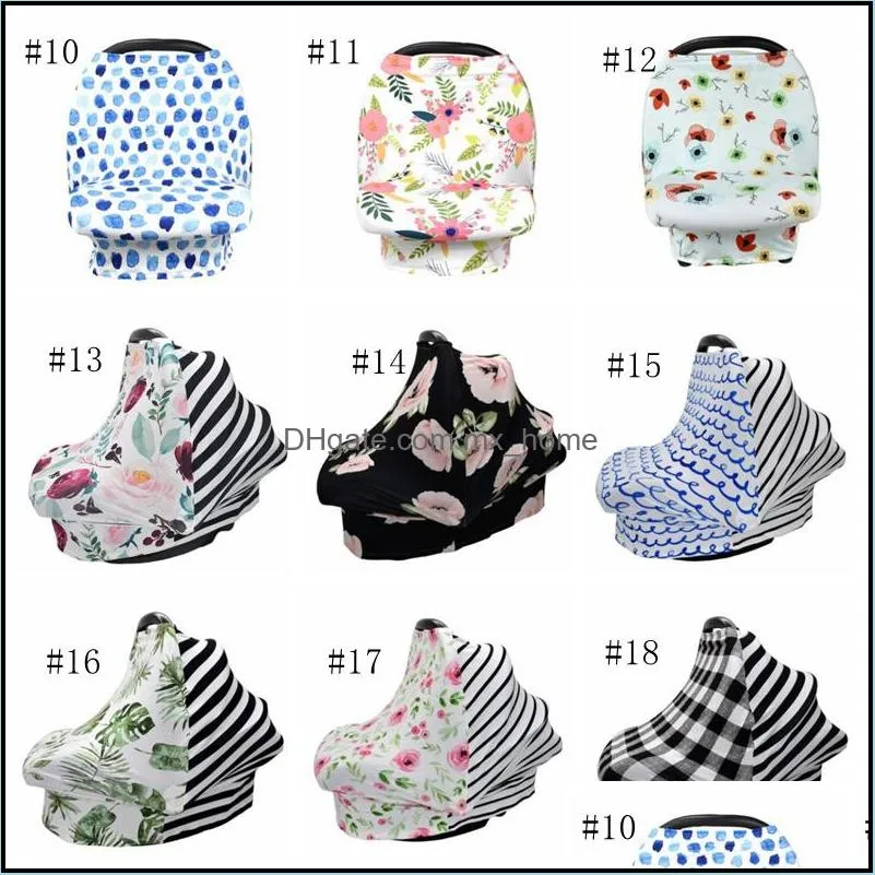 Nursing Cover Baby Carseat Canopy Stretchy Car Seat Covers Shopping Cart Grocery Newborn Trolley Cover Scarf Flower Letter 26 Designs