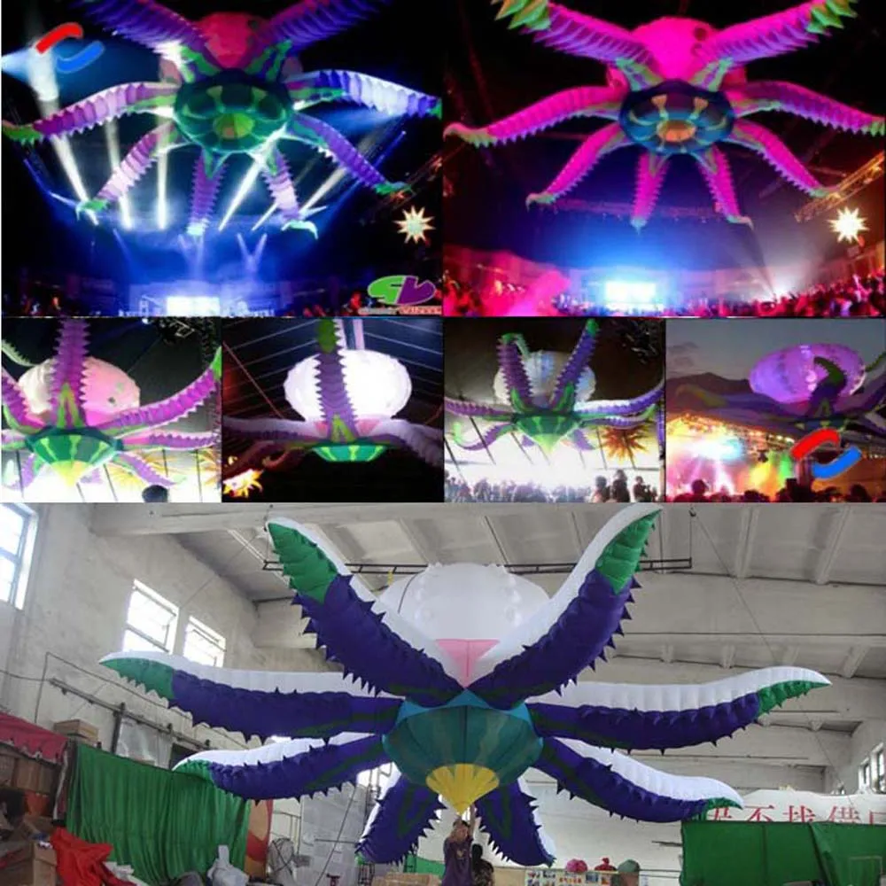 Customized&3mD LED lighting inflatable flower giant hanging blossom air balloon decoration sport for advertising