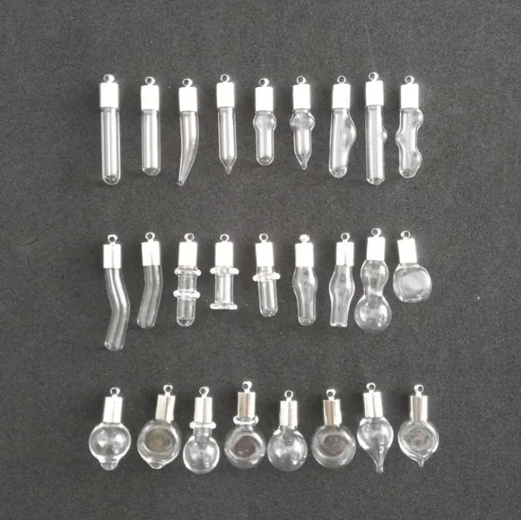10pcs 5mm Glue Cap Glass Vial Pendant Locket Charms Mini Wishing Glass Bottles With Tassel Cap Name On Rice Art Jewelry