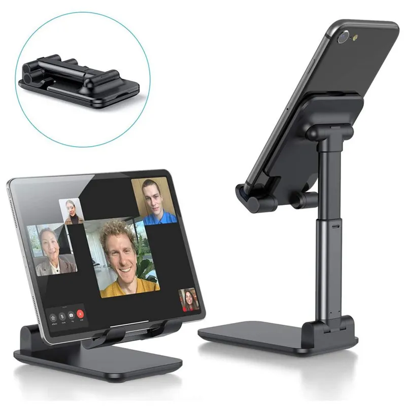 Katlanır Masaüstü Telefon Standı Tutucu iPhone iPad Evrensel Taşınabilir Katlanabilir Uzatılmış Metal Masaüstü Tablet Masa Popüler Ayarlanabilir Uzatılabilir