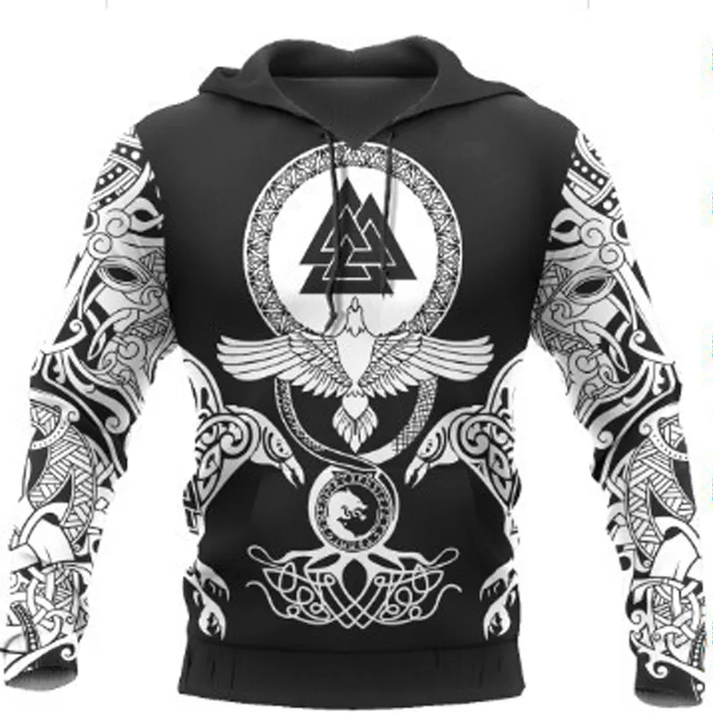 Mens grafiska hoodies mode pojkar 3d digital hooded pullover med skalle lejon mönster unisex höst trackshirts grossist