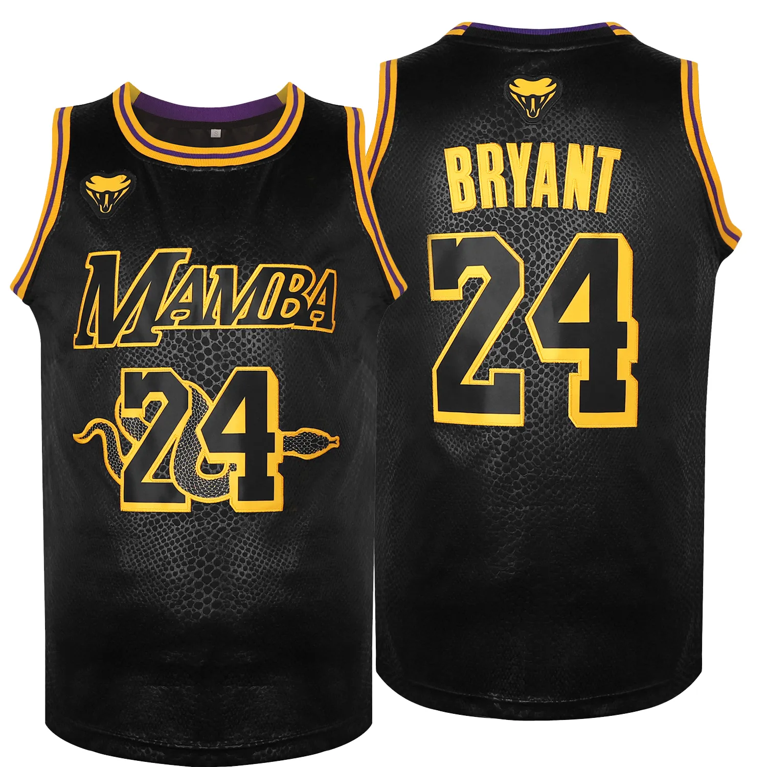 Mamba 24 Athletic Black Snakeskin Basketball Jersey Black Panther Jerseys #1 T'Challa #2 Killmonger Stitched 90S Hip Hop Fashion Sports Shirt Finns i lager Snabb leverans