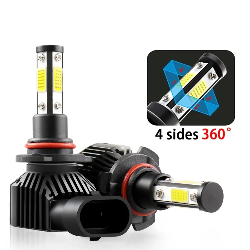 4 الجانبين الأمامية سيارة H8 H9 H11 LED H7 H1 9005 HB3 9006 HB4 6000K 12V Turbo أضواء الضباب المصابيح 360 درجة