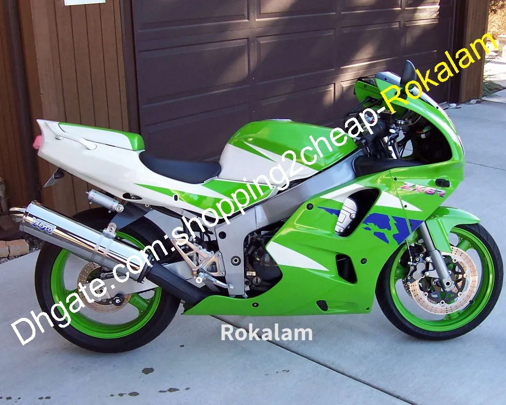 Kawasaki Ninja ZX6R 94 95 96 97 97 ZX-6R ZX 6R 1994 1994 1996 1997 Green White Blueオートバイフェアリングアフターマーケットキット