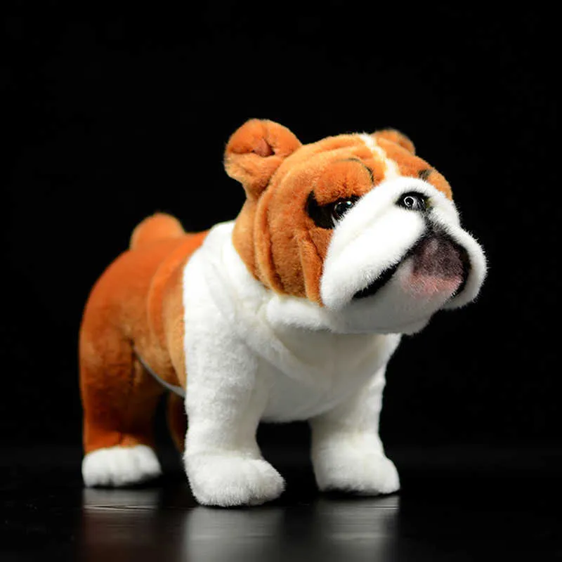 Bonito realista em pé bulldog pelúcia brinquedos de pelúcia simulação fofinho suave tigre tigre cão boneca animal Natal presentes q0727