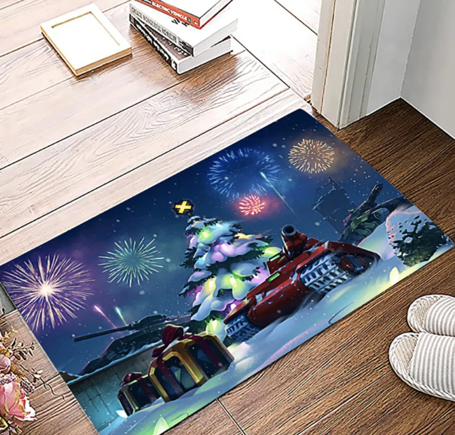 Chrismas Purple Carpets Creative Rugs Bedside Decorative Floor Area Rug For family Bedroom Nylon Printed Thick Mats red Chair Mat