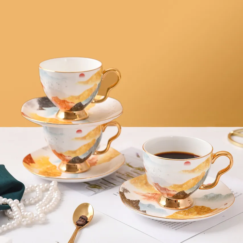 Bone China China Gold Coffee Coffee чашка набор английских послеобеденных чашек чашки кофе сахар сахар